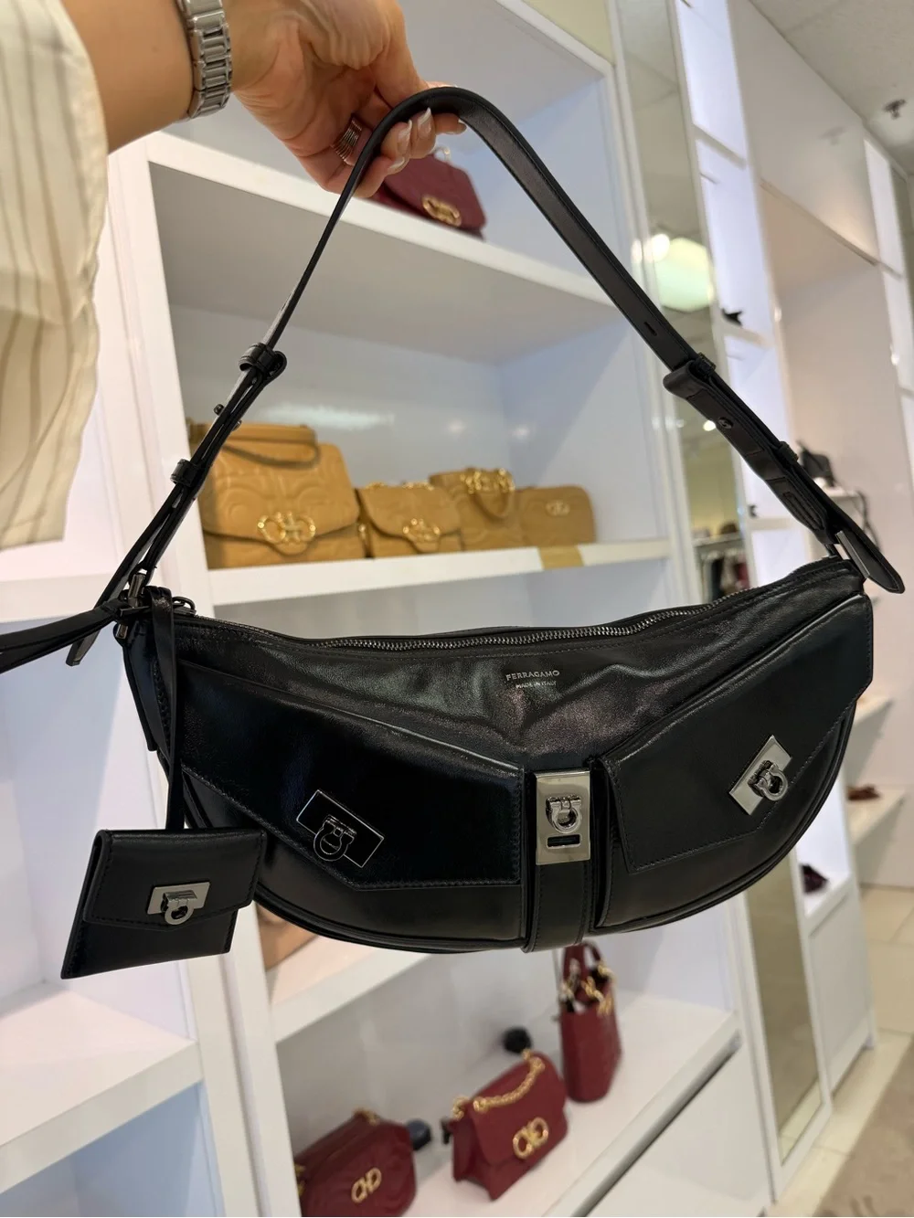 Ferragamo Women's Black Multipocket Hobo Bag Black